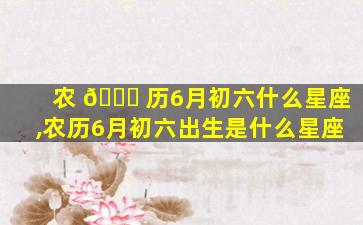 农 🐞 历6月初六什么星座,农历6月初六出生是什么星座